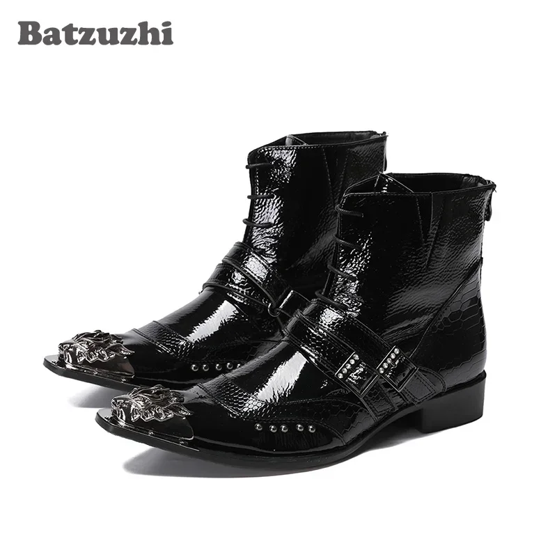 Batzuzhi Handmade Men Boots Pointed Metal Tip Genuine Leather Boots Western Cowboy Motorcycle Boots Black Cool Botas Hombre
Batzuzhi Handmade Men Boots Pointed Metal Tip Genuine Leather Boots Western Cowboy Motorcycle Boots Black Cool Botas Hombre