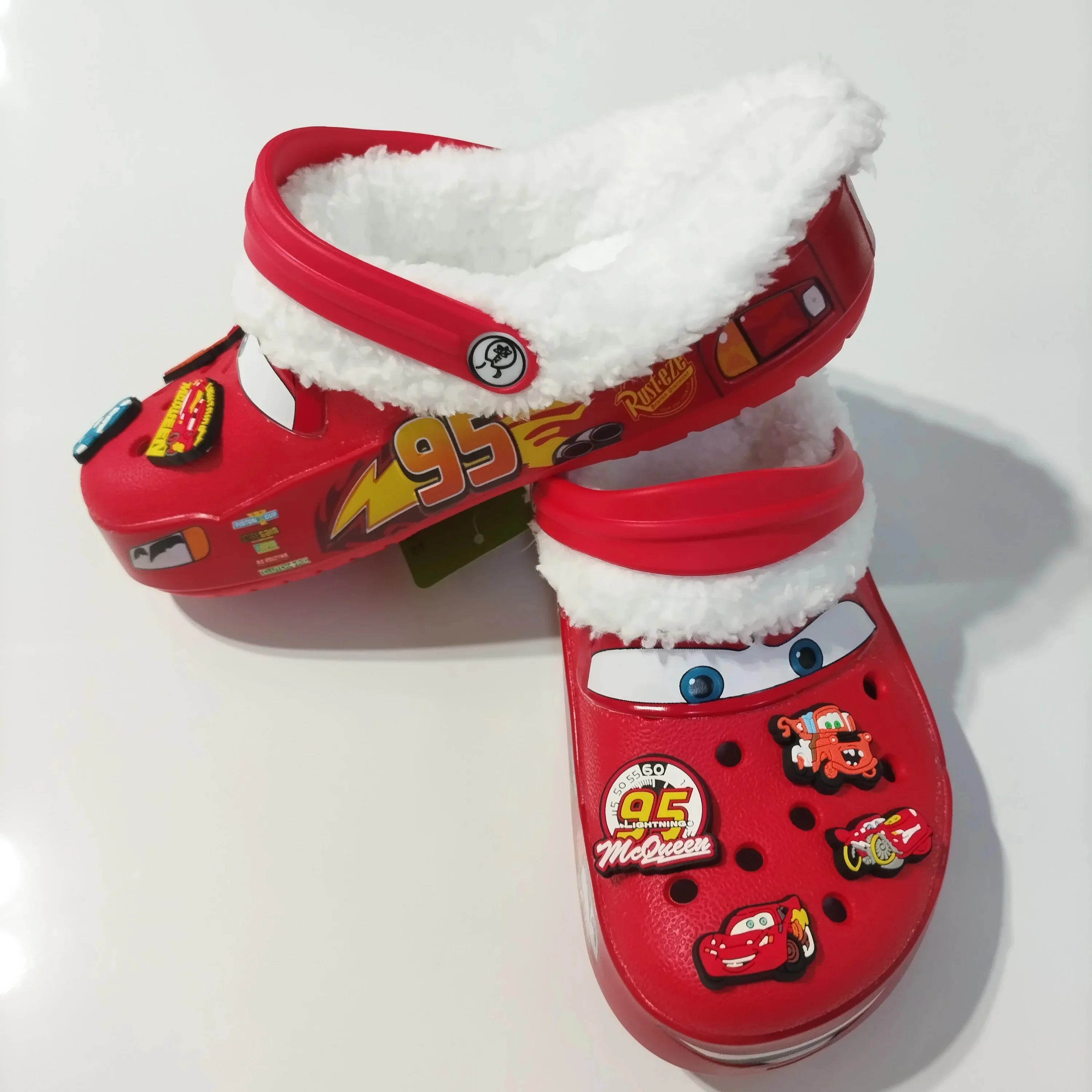 Mcqueen Pixar Cartoon Waterproof Added Velvet Slippers With Holes, Adult Casual Winter Outdoor Sandals With Shoe Flowers Toys
Mcqueen Pixar Cartoon Waterproof Added Velvet Slippers With Holes, Adult Casual Winter Outdoor Sandals With Shoe Flowers Toys