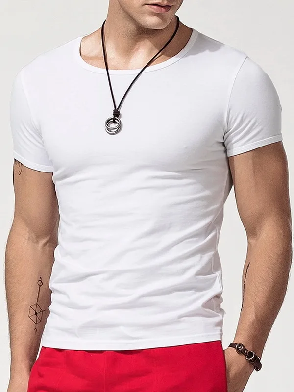 Men's Slim Fit Cotton T-Shirt Short Sleeve White Inner Wear Sport Fitness Casual Top Breathable Sweat Absorbent Skin Friendly
Men's Slim Fit Cotton T-Shirt Short Sleeve White Inner Wear Sport Fitness Casual Top Breathable Sweat Absorbent Skin Friendly