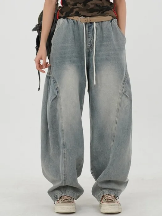Casual Loose Women's Jeans Elastic Waist Washed Denim Pants Vintage Splicing Workwear Trousers Spring Summer New Arrival
Casual Loose Women's Jeans Elastic Waist Washed Denim Pants Vintage Splicing Workwear Trousers Spring Summer New Arrival