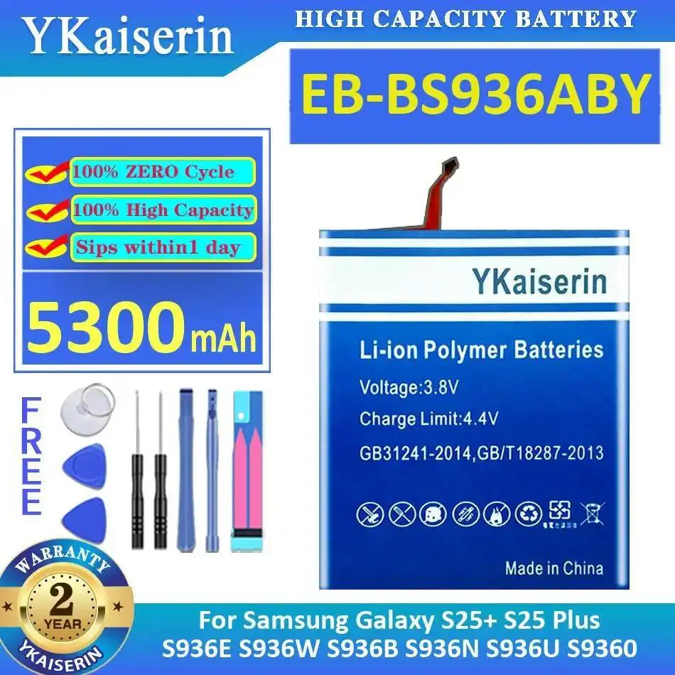 Аккумулятор мобильного телефона EB-BS936ABY 5300 мАч для Samsung Galaxy S25 + S25 Plus S936E S936W S936B S936N S936U S9360
Аккумулятор мобильного телефона EB-BS936ABY 5300 мАч для Samsung Galaxy S25 + S25 Plus S936E S936W S936B S936N S936U S9360