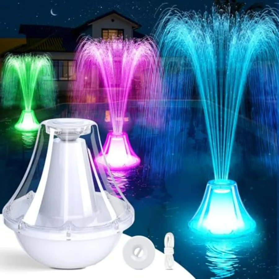 Above Ground Pool Fountain Pump, White ABS Plastic, Rechargeable with LED Lights, 2026 Upgraded Floating Design with Anchor for
Above Ground Pool Fountain Pump, White ABS Plastic, Rechargeable with LED Lights, 2026 Upgraded Floating Design with Anchor for