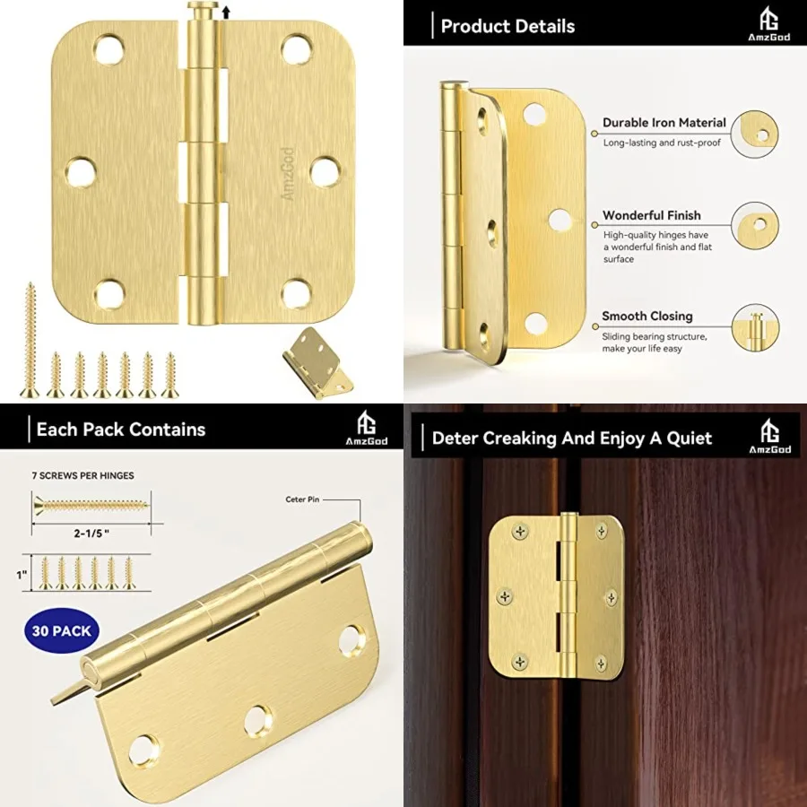 Door Hinges - 0 Gold Door Hinges.5 Inch Rounded Interior Door Hinge with 5/8 Radius -/2 Inch Flat Iron Hinges for Residential S
Door Hinges - 0 Gold Door Hinges.5 Inch Rounded Interior Door Hinge with 5/8 Radius -/2 Inch Flat Iron Hinges for Residential S