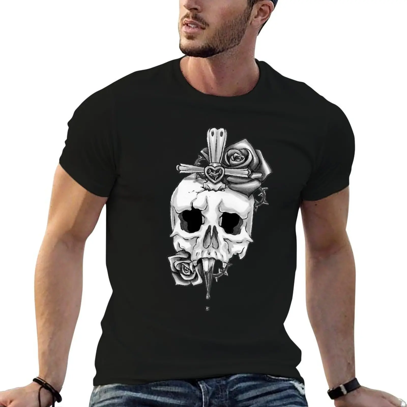 Skull with Dagger and Roses T-Shirt plus size clothes vintage t shirts t shirts men
Skull with Dagger and Roses T-Shirt plus size clothes vintage t shirts t shirts men