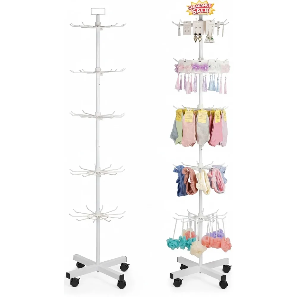 5-Tier Rotating Display Rack with Wheels - Adjustable Metal Spinner Stand for Jewelry Hats Keychains
5-Tier Rotating Display Rack with Wheels - Adjustable Metal Spinner Stand for Jewelry Hats Keychains