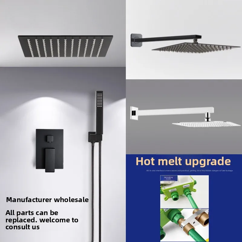 All-copper Black Hot Melt Wall Shower Set Concealed Ceiling Shower Recessed with Embedded Box
All-copper Black Hot Melt Wall Shower Set Concealed Ceiling Shower Recessed with Embedded Box