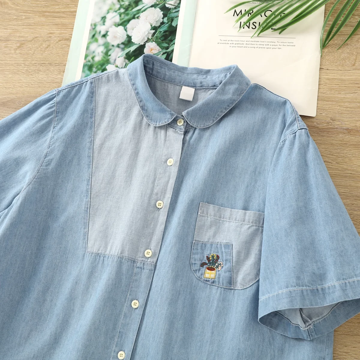 Women's summer clothes harajuku fashion casual short sleeve patchwork denim shirts and blouses Japan style cotton denim tops
Women's summer clothes harajuku fashion casual short sleeve patchwork denim shirts and blouses Japan style cotton denim tops