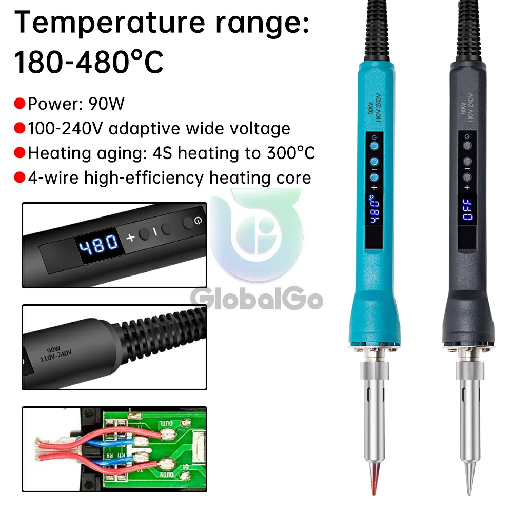 AC 220V 90W Electric Soldering Iron Adjustable Temperature Internal Heating LED Digital Display Welding Pen Repair Tools
AC 220V 90W Electric Soldering Iron Adjustable Temperature Internal Heating LED Digital Display Welding Pen Repair Tools