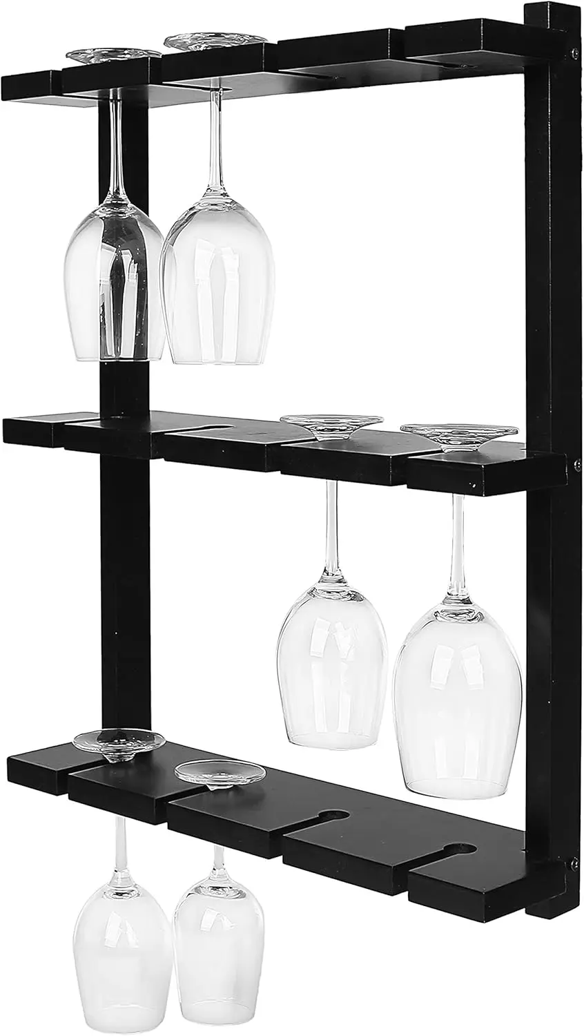 Wall-Mounted Black Wood Stemware Rack, Holds 12 Wine Glasses for Bar Kitchen Storage
Wall-Mounted Black Wood Stemware Rack, Holds 12 Wine Glasses for Bar Kitchen Storage