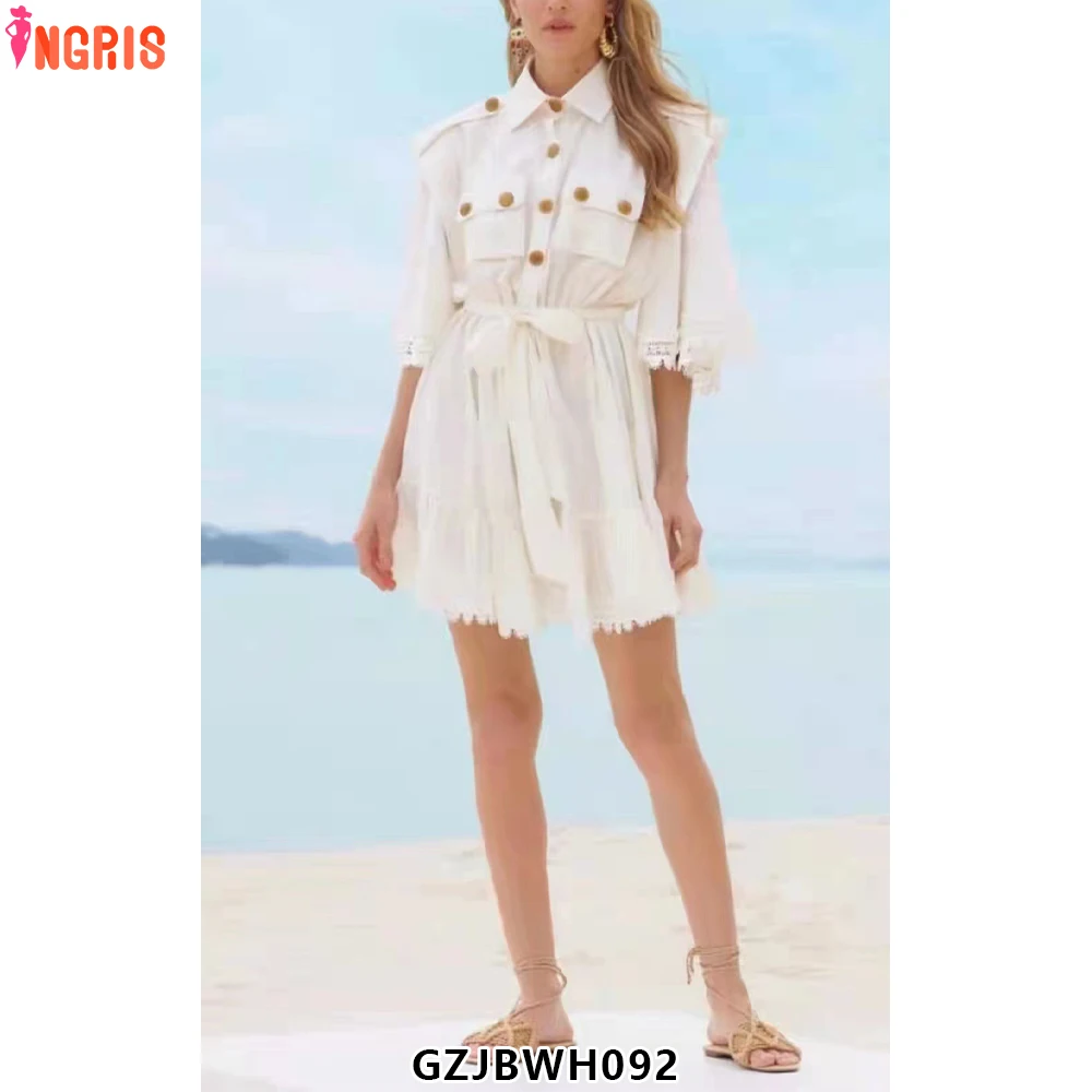 Shirt Single Breasted 2025 Spring Women's Lapel Pocket Patchwork Lace Embroidery Lace up Dress-GZJBWH092
Shirt Single Breasted 2025 Spring Women's Lapel Pocket Patchwork Lace Embroidery Lace up Dress-GZJBWH092