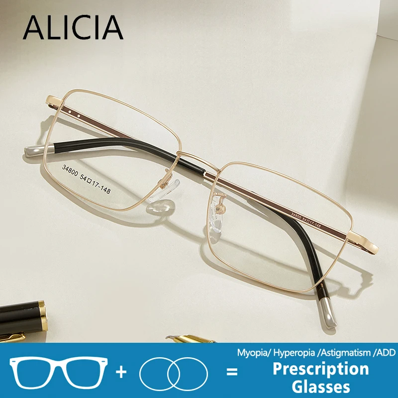 ALICIA Men's New Optical Prescription Glasses Myopia Hyperopia Astigmatism Ultra light Alloy Fashion Retro Square Eyeglasses
ALICIA Men's New Optical Prescription Glasses Myopia Hyperopia Astigmatism Ultra light Alloy Fashion Retro Square Eyeglasses