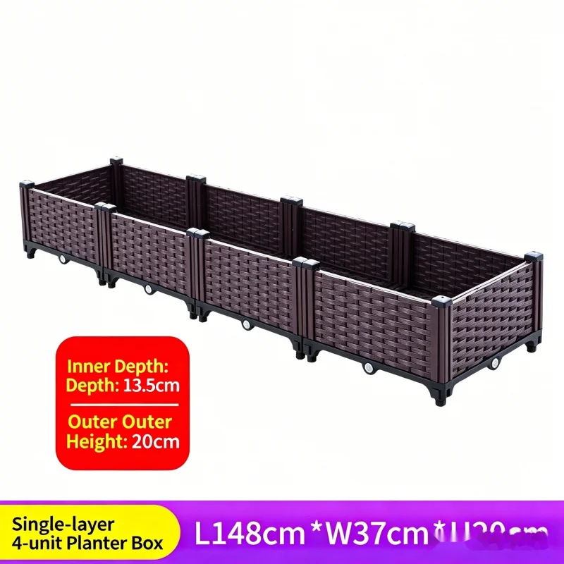 Large Raised Garden Bed 148x37x21cm 4 Tier Planter Box for Vegetables Flowers Herbs Outdoor Indoor Balcony Patio Plastic Plantin
Large Raised Garden Bed 148x37x21cm 4 Tier Planter Box for Vegetables Flowers Herbs Outdoor Indoor Balcony Patio Plastic Plantin