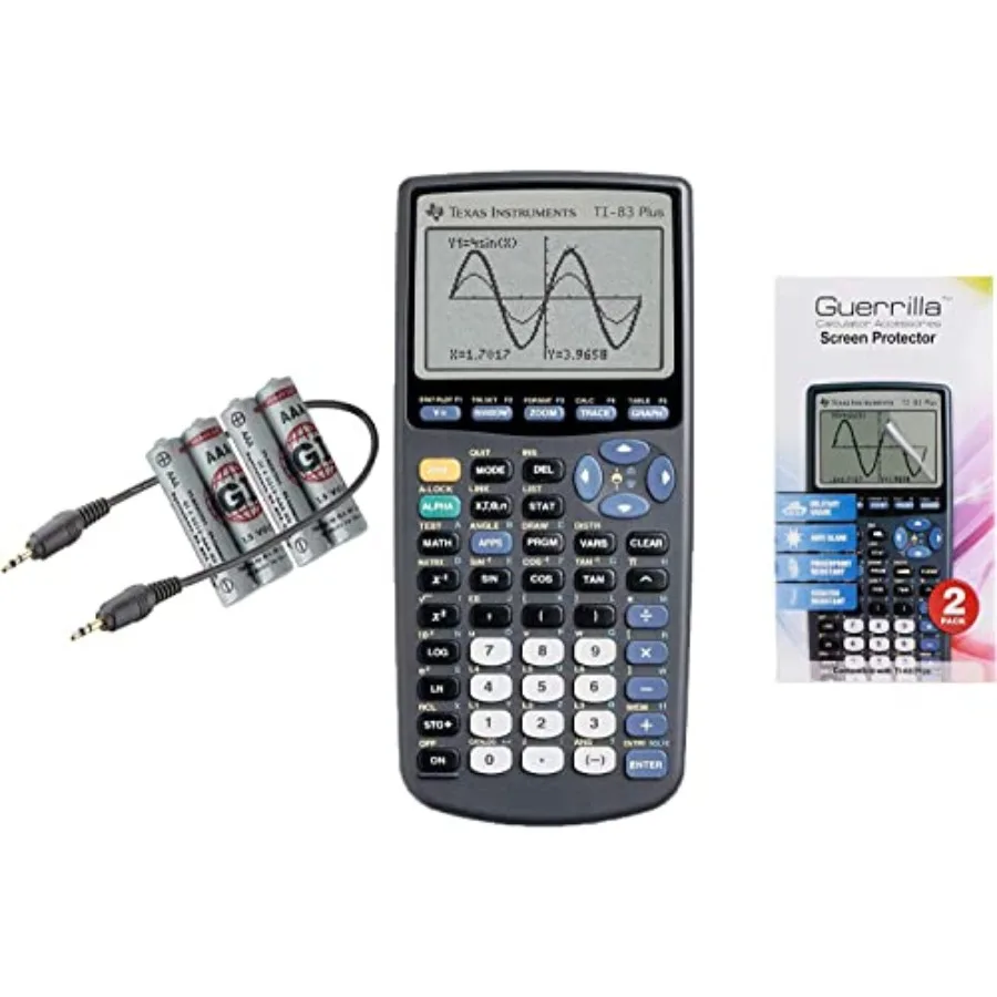 TI 83 Plus Graphing Calculator with Guerrilla Military Grade Screen Protector Set Certified Reconditioned New Model
TI 83 Plus Graphing Calculator with Guerrilla Military Grade Screen Protector Set Certified Reconditioned New Model