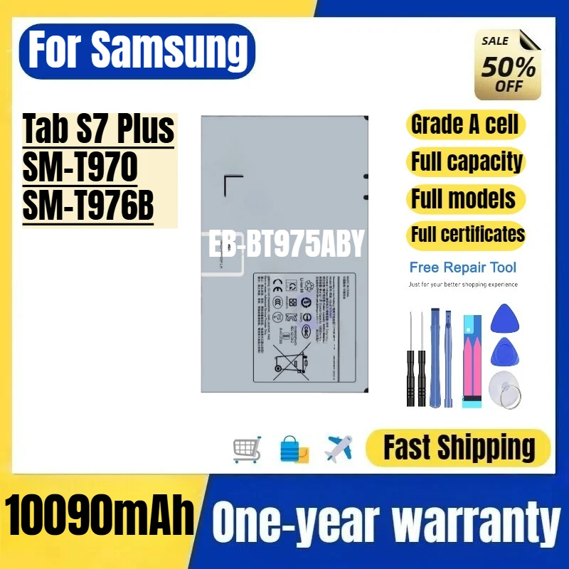 EB-BT975ABY for Samsung Tab S7 Plus/SM-T970/SM-T976B Tablet Battery High Quality Replacement Bateria Grade A Cell with Tools
EB-BT975ABY for Samsung Tab S7 Plus/SM-T970/SM-T976B Tablet Battery High Quality Replacement Bateria Grade A Cell with Tools