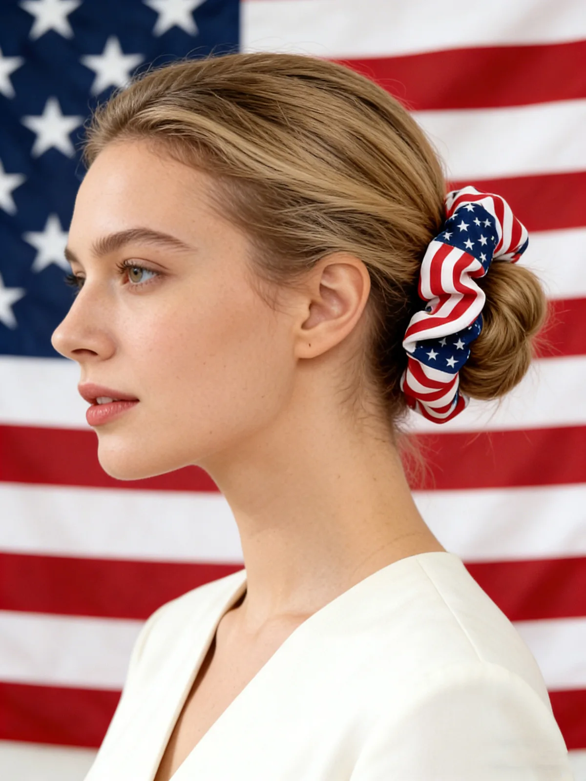 American flag scrunchie, Independence Day star stripe ponytail hair tie, holiday hair accessory
American flag scrunchie, Independence Day star stripe ponytail hair tie, holiday hair accessory