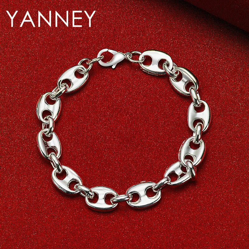 

2024 New 925 Sterling Silver 8 Inches Classic Pig Nose Bracelet Men Women Hip Hop Jewelry Accessories Wedding Party