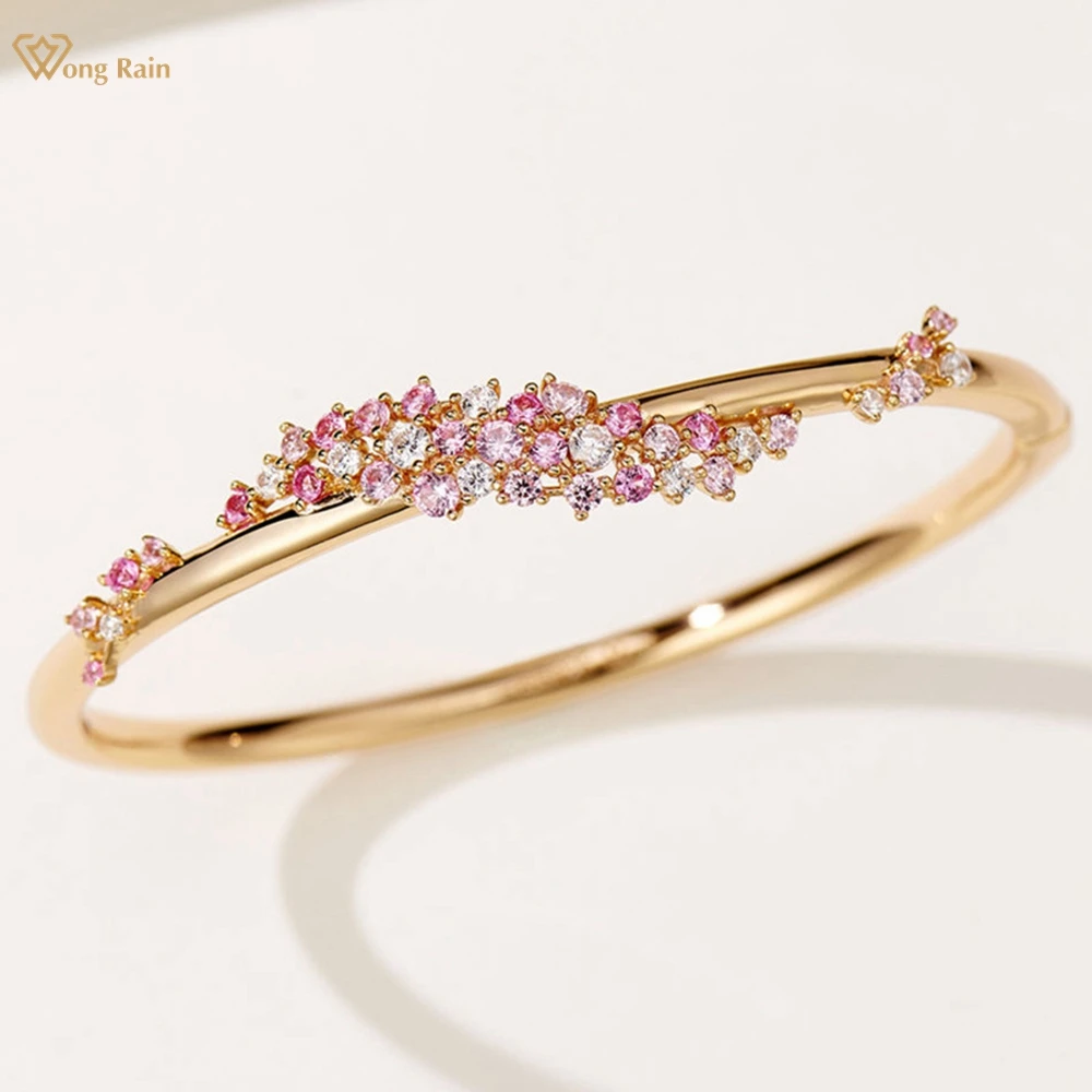 Wong Rain Sparkling 100% 925 Sterling Silver Lab Pink Sapphire Gemstone Women Bracelets Bangle Fine Jewelry Anniversary Gifts
Wong Rain Sparkling 100% 925 Sterling Silver Lab Pink Sapphire Gemstone Women Bracelets Bangle Fine Jewelry Anniversary Gifts