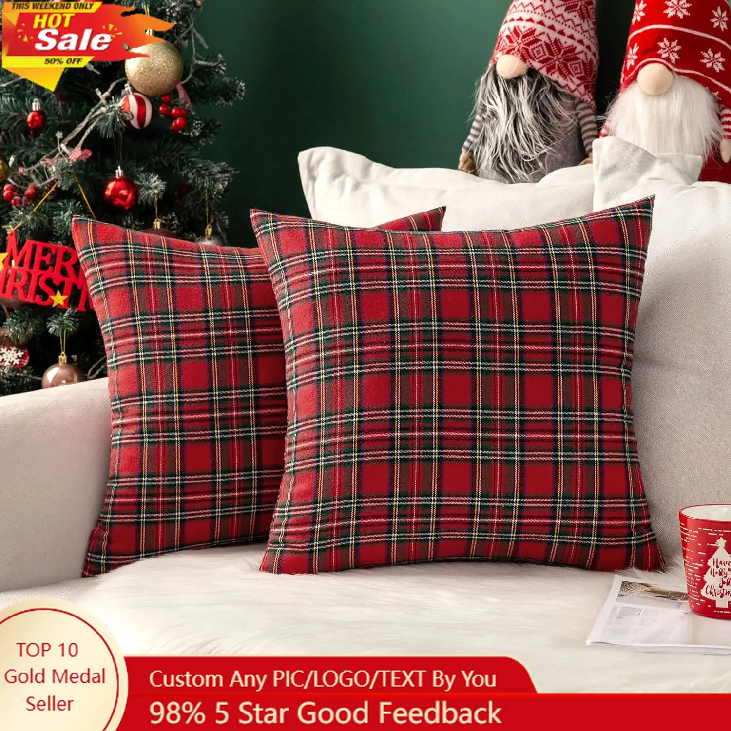 MIULEE Christmas Set of 2 Scottish Tartan Plaid Throw Pillow Covers Farmhouse Classic Decorative Outdoor Square Cushion Cases fo
MIULEE Christmas Set of 2 Scottish Tartan Plaid Throw Pillow Covers Farmhouse Classic Decorative Outdoor Square Cushion Cases fo
