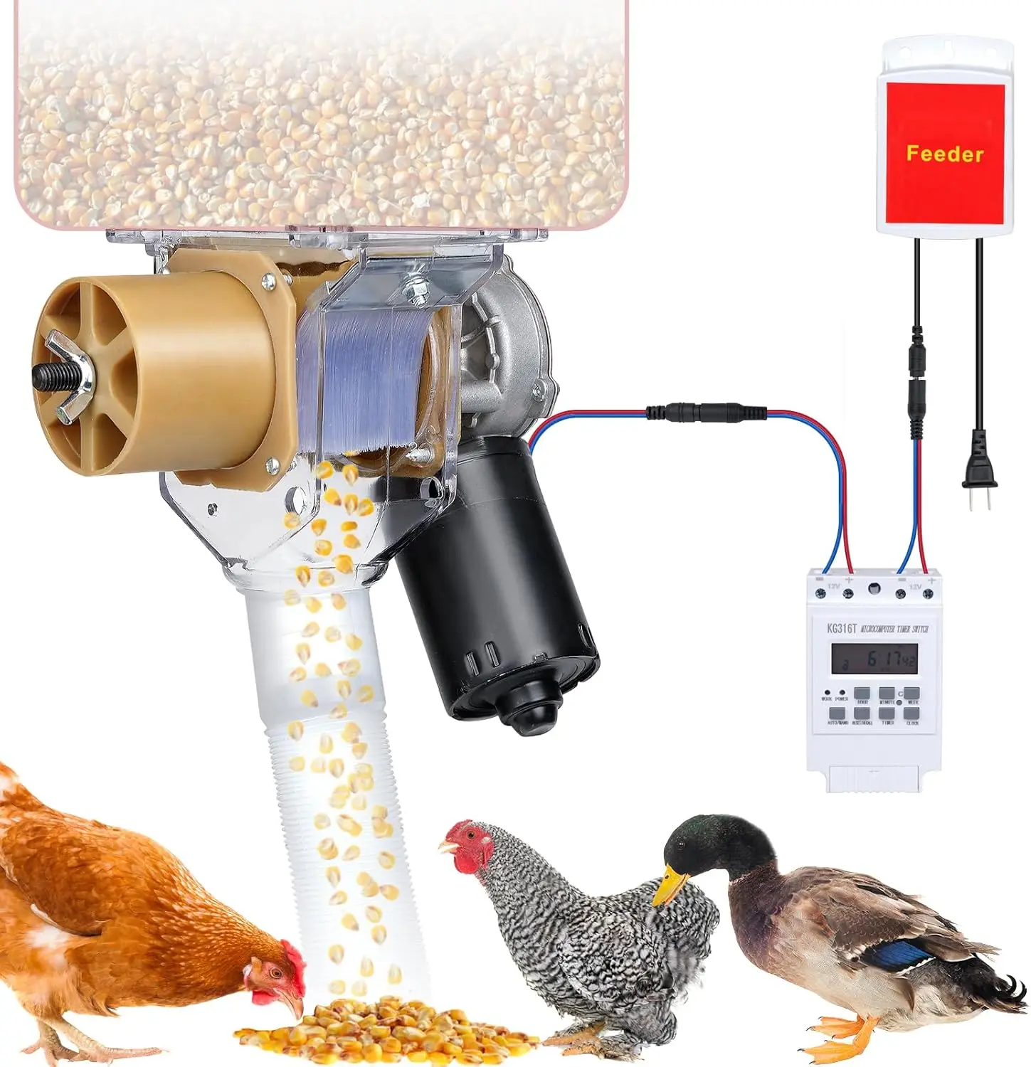 Automatic Pet Feeder with Timer & Adjustable Port for Chickens, Dogs, Cats - 16 Time Settings
Automatic Pet Feeder with Timer & Adjustable Port for Chickens, Dogs, Cats - 16 Time Settings