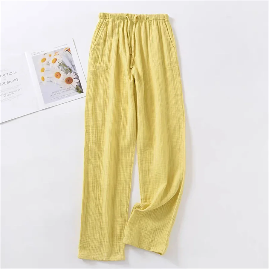 Women's Sleeping Pants Spring Cotton Casual Drawstring Straight-Leg Pants Vintage Elastic Waist Solid Color Trousers
Women's Sleeping Pants Spring Cotton Casual Drawstring Straight-Leg Pants Vintage Elastic Waist Solid Color Trousers