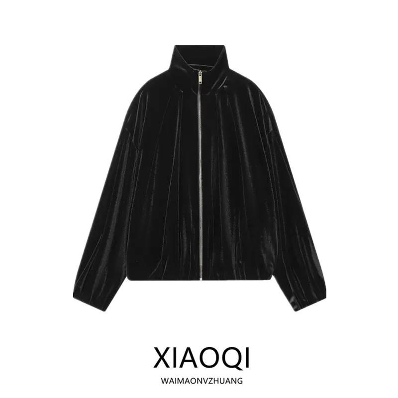 Зима 202, женская бархатная куртка свободного кроя с воротником-стойкой, универсальная верхняя одежда, длинная светящаяся застежка-молния, повседневная одежда
Зима 202, женская бархатная куртка свободного кроя с воротником-стойкой, универсальная верхняя одежда, длинная светящаяся застежка-молния, повседневная одежда
