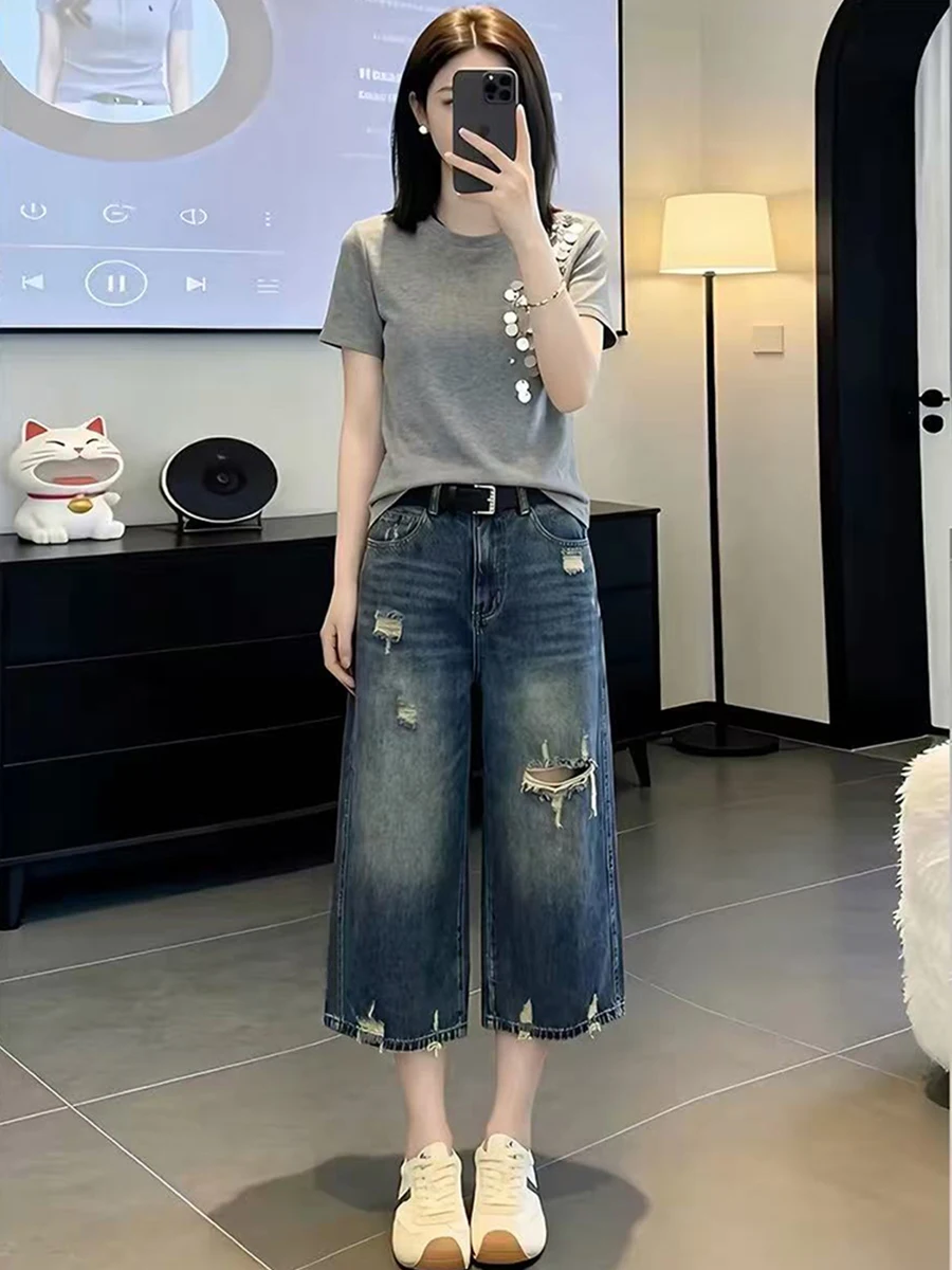 High Waist Wide Leg Jeans Women's Summer Loose Fit Ripped Denim Pants plus Size Straight Cut Trousers Casual High Waist Jeans
High Waist Wide Leg Jeans Women's Summer Loose Fit Ripped Denim Pants plus Size Straight Cut Trousers Casual High Waist Jeans