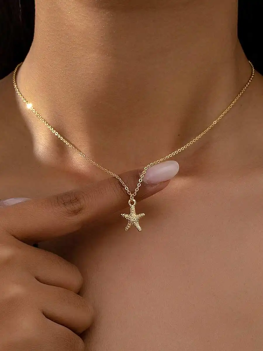 1pc minimalist gold-tone starfish pendant necklace inspired by ocean beach vacation aesthetic for women
1pc minimalist gold-tone starfish pendant necklace inspired by ocean beach vacation aesthetic for women