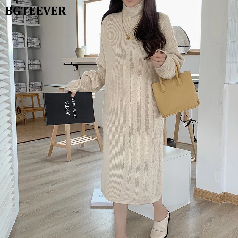Стильные Свободные женские пуловеры BGTEEVER, свитера, платье средней длины, элегантное женское однотонное вязаное платье с длинным рукавом на осень и зиму
Стильные Свободные женские пуловеры BGTEEVER, свитера, платье средней длины, элегантное женское однотонное вязаное платье с длинным рукавом на осень и зиму