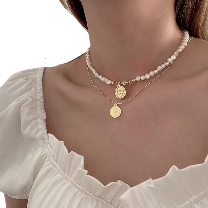 Minar Vintage Double Layers Baroque Freshwater Pearl Queen Portrait Round Coin Pendant Necklace for Women Gold Copper Choker
Minar Vintage Double Layers Baroque Freshwater Pearl Queen Portrait Round Coin Pendant Necklace for Women Gold Copper Choker