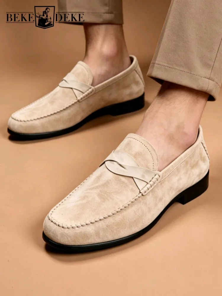 Vintage Suede Cowhide Business Casual Mens Flat Loafers Slip On Comfortable Breathable Office Men Genuine Leather Dress Shoes
Vintage Suede Cowhide Business Casual Mens Flat Loafers Slip On Comfortable Breathable Office Men Genuine Leather Dress Shoes