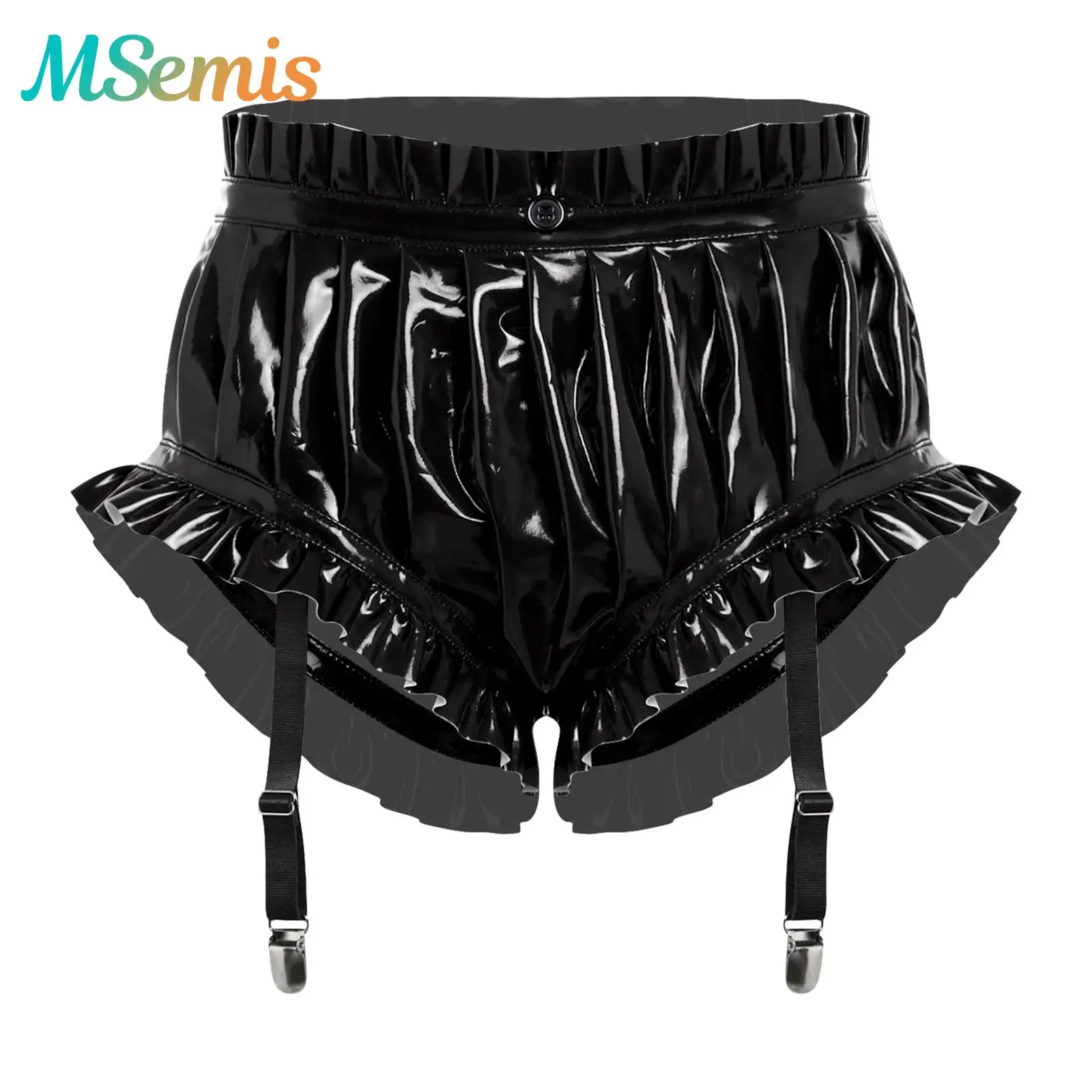 Womens Lingerie Latex Shorts Wet Look PU Leather Ruffle Trim Bloomer Shorts with Garter Clips Ruched Wet Look Rave Clubwear
Womens Lingerie Latex Shorts Wet Look PU Leather Ruffle Trim Bloomer Shorts with Garter Clips Ruched Wet Look Rave Clubwear