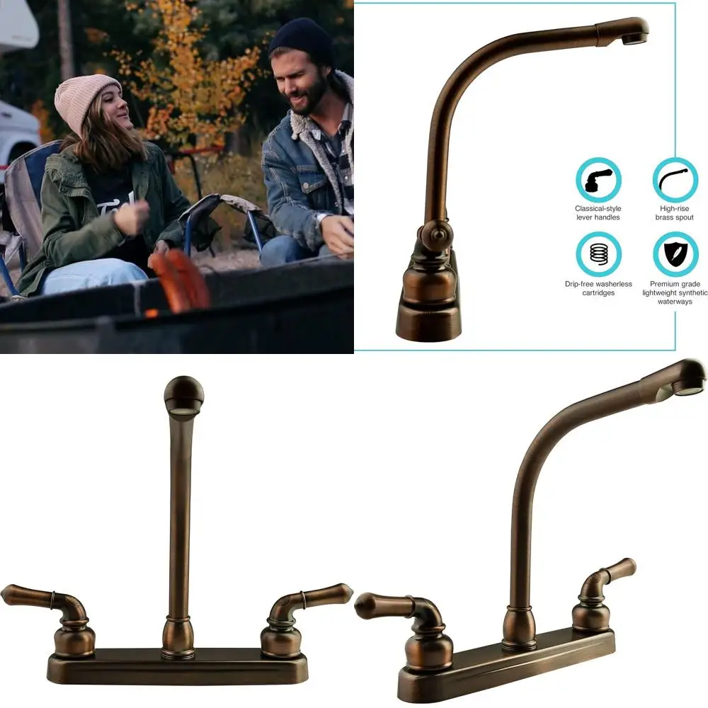 Oil Rubbed Bronze Hi-Rise RV Kitchen Faucet with Classic Lever Handles
Oil Rubbed Bronze Hi-Rise RV Kitchen Faucet with Classic Lever Handles