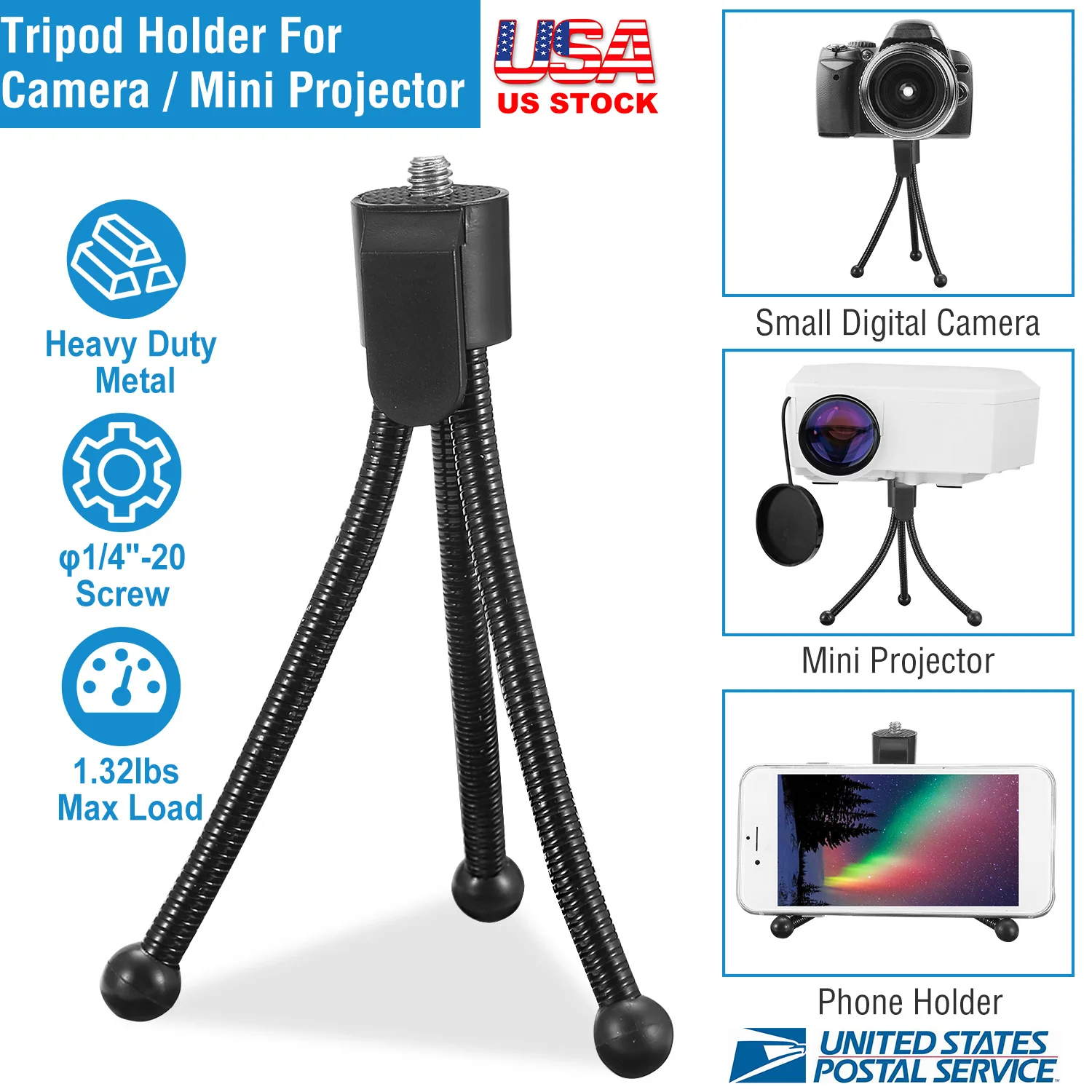 Mini Flexible Camera Tripod Stand Portable Mount with 1/4" Screw for Digital Cameras Webcams - US Local Delivery
Mini Flexible Camera Tripod Stand Portable Mount with 1/4" Screw for Digital Cameras Webcams - US Local Delivery