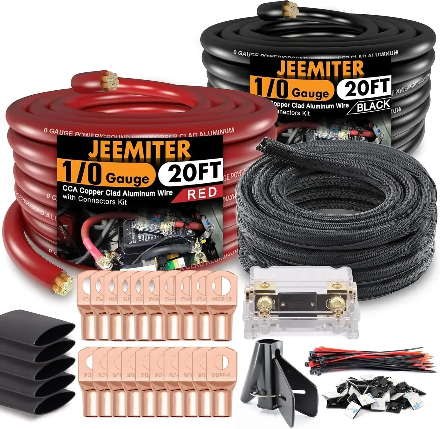 1/0 Gauge CCA Wire Kit with ANL Fuse, Lugs, Heat Shrink for Car Audio & Battery Upgrades
1/0 Gauge CCA Wire Kit with ANL Fuse, Lugs, Heat Shrink for Car Audio & Battery Upgrades