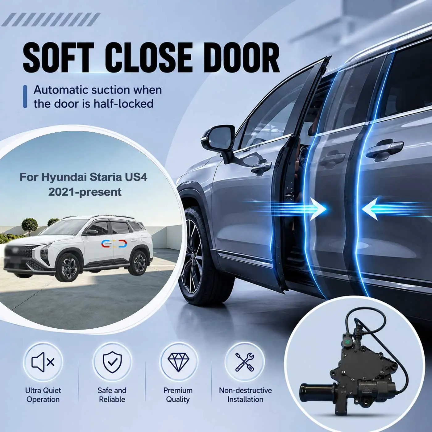 For Hyundai Mufasa NU2 2023-present Electric Soft Close Door Auto Pull-In Suction Lock Intelligent Silent Closer Kit
For Hyundai Mufasa NU2 2023-present Electric Soft Close Door Auto Pull-In Suction Lock Intelligent Silent Closer Kit