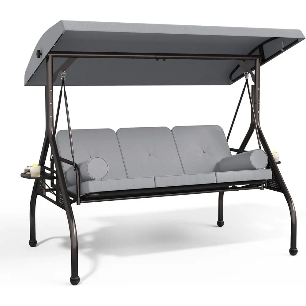 3-Seat Patio Swing Chair, Outdoor Porch Swing with Cushions,Pillows & Cup Holders, Adjustable Outside Bench Swing or Backyard, G
3-Seat Patio Swing Chair, Outdoor Porch Swing with Cushions,Pillows & Cup Holders, Adjustable Outside Bench Swing or Backyard, G