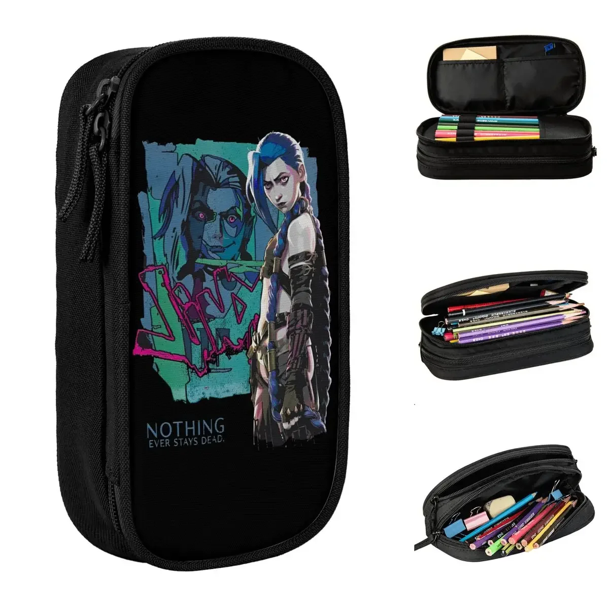 Large Capacity Pencil Case Arcane Jinx Game Lover Fans School Supplies Double Layer Pencil Case Stationery Girl Makeup Bags Gift
Large Capacity Pencil Case Arcane Jinx Game Lover Fans School Supplies Double Layer Pencil Case Stationery Girl Makeup Bags Gift