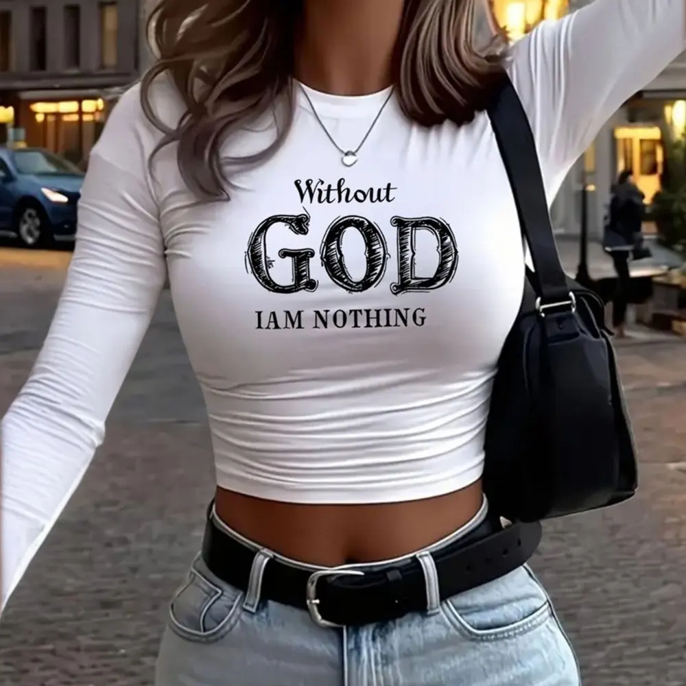 Женская облегающая футболка с длинным рукавом, уличная одежда, укороченные повседневные футболки с круглым вырезом и буквенным принтом на осень
Женская облегающая футболка с длинным рукавом, уличная одежда, укороченные повседневные футболки с круглым вырезом и буквенным принтом на осень