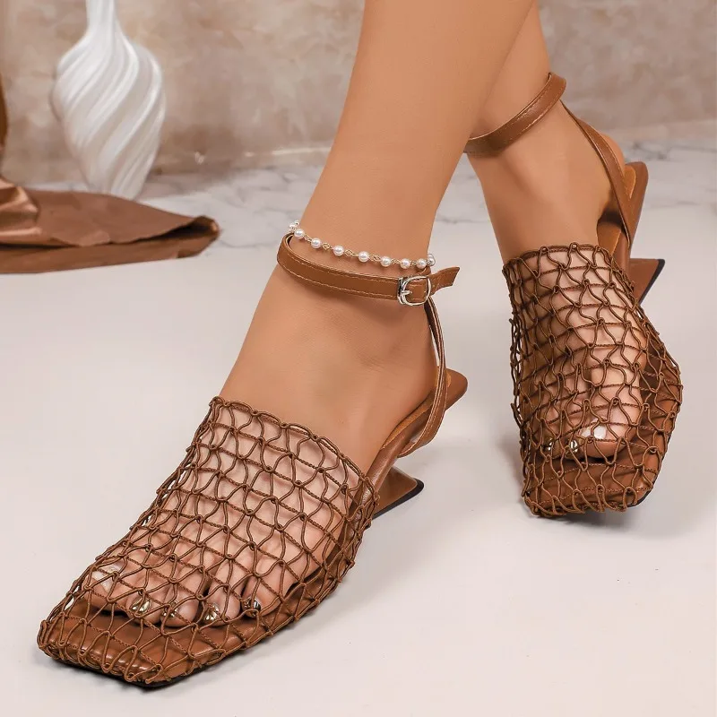 Shoes for Women Fashion Design Sandals Shoes Square Toe Breathable Woven Mesh Cutout Special Heel Wear High Heels
Shoes for Women Fashion Design Sandals Shoes Square Toe Breathable Woven Mesh Cutout Special Heel Wear High Heels
