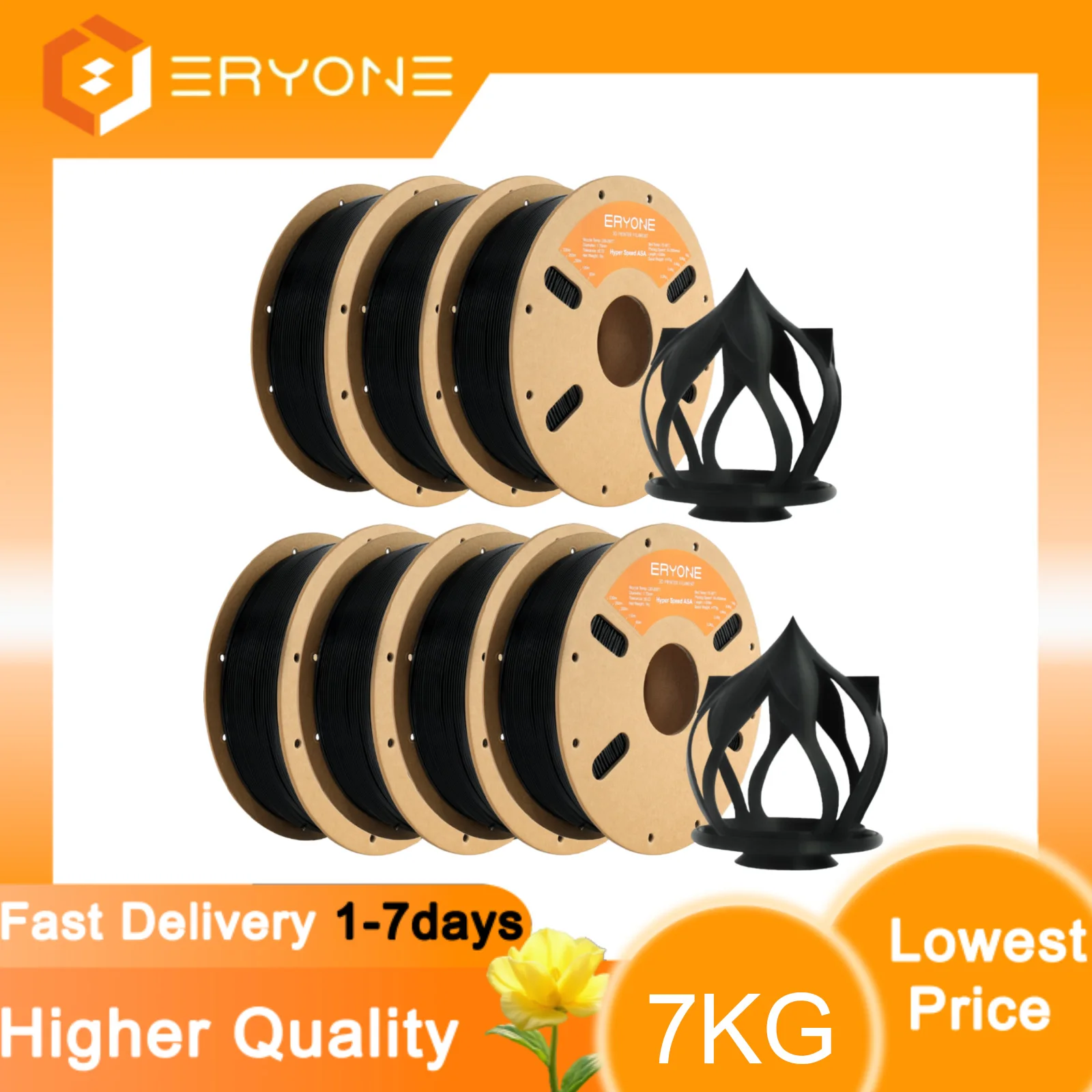 ERYONE High Speed Filament ASA Filament for 3D Printer 1.75mm +/-0.03mm, Rapid ASA 3D Printing Filament, 30-200mm/s Hyper Speed
ERYONE High Speed Filament ASA Filament for 3D Printer 1.75mm +/-0.03mm, Rapid ASA 3D Printing Filament, 30-200mm/s Hyper Speed