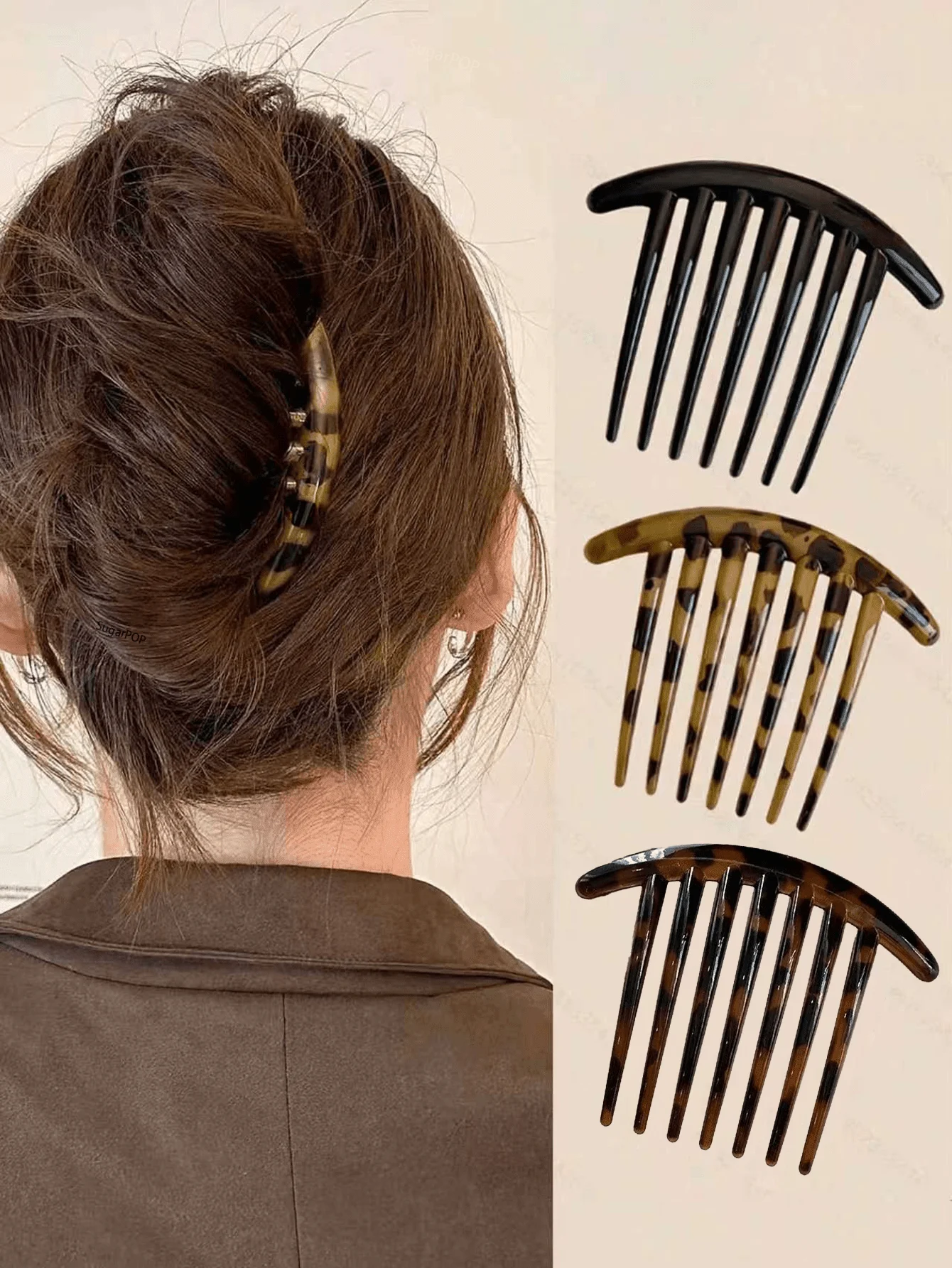1/3pcs Women's French Hair Combs, 7-Tooth Tortoiseshell Material Side Hair Combs Suitable For Thick And Thin Hair, Strong Hold Decorative Celluloid Hair Clips, French Updo Hairstyle Styling Hair Clips
1/3pcs Women's French Hair Combs, 7-Tooth Tortoiseshell Material Side Hair Combs Suitable For Thick And Thin Hair, Strong Hold Decorative Celluloid Hair Clips, French Updo Hairstyle Styling Hair Clips