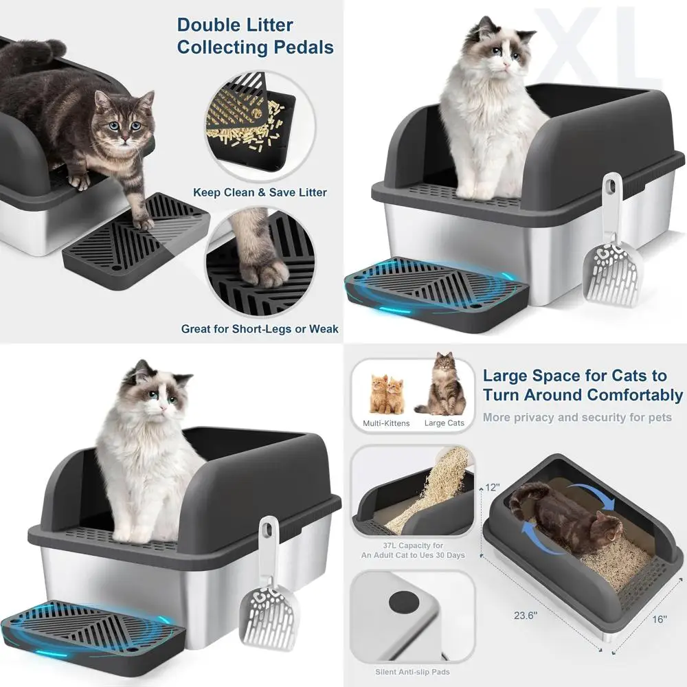Extra Large Enclosed Litter Box for Cats with High Sides, Easy Clean, Anti-Leak, Non-Sticky - Charcoal Gray
Extra Large Enclosed Litter Box for Cats with High Sides, Easy Clean, Anti-Leak, Non-Sticky - Charcoal Gray
