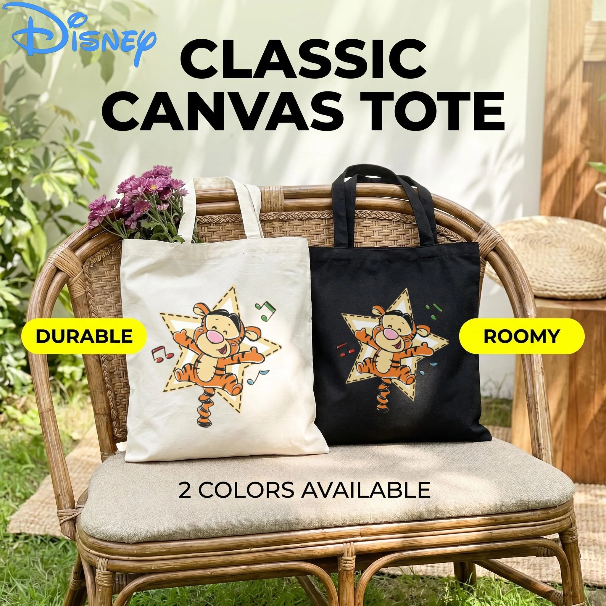 1PC Disney Star Musical Note Tigger Canvas Tote Bag, Dancing Bounce Tiger Eco Shopping Shoulder Bag
1PC Disney Star Musical Note Tigger Canvas Tote Bag, Dancing Bounce Tiger Eco Shopping Shoulder Bag