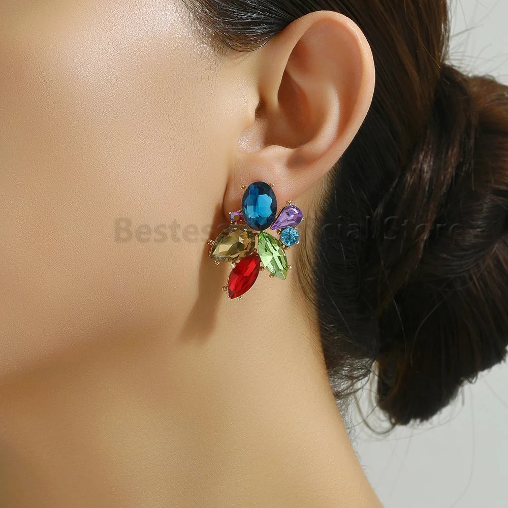 Korean Fashion Colorful Crystal Charm Earrings For Women Luxury Statement Piercing Ear Stud Female Exquisite Jewelry Accessories
Korean Fashion Colorful Crystal Charm Earrings For Women Luxury Statement Piercing Ear Stud Female Exquisite Jewelry Accessories