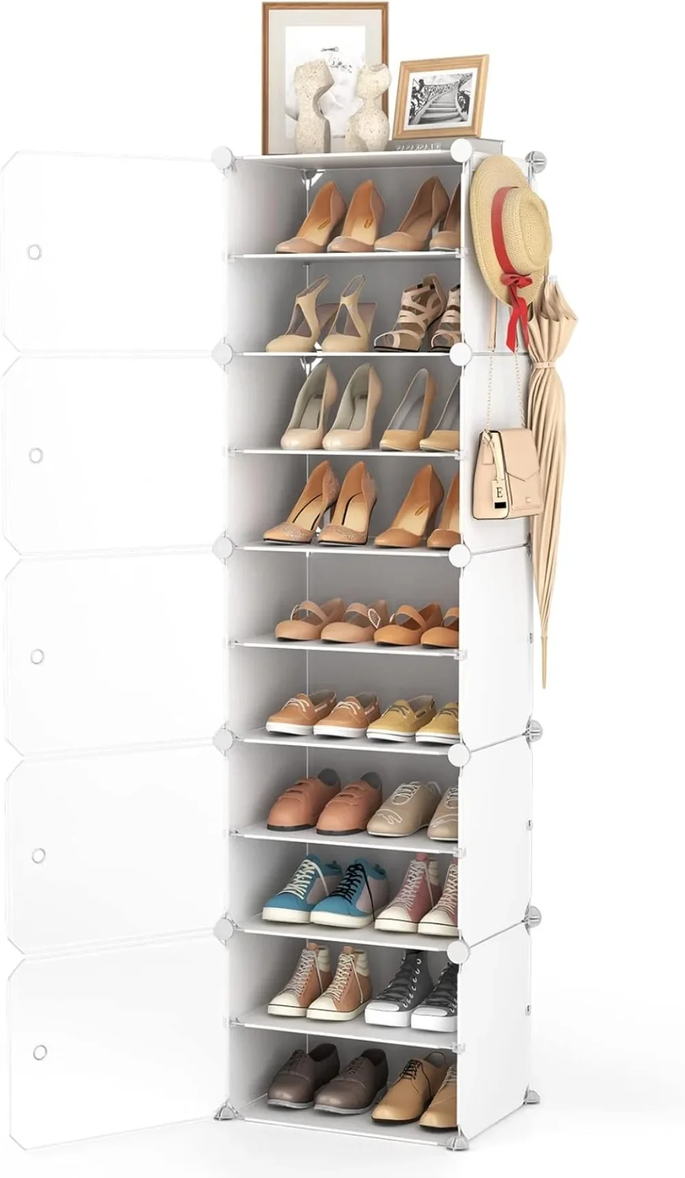10 Tier Shoe Storage Cabinet with Door, Portable Narrow Organizer Rack for 20 Pairs, for Entryway or Bedroom
10 Tier Shoe Storage Cabinet with Door, Portable Narrow Organizer Rack for 20 Pairs, for Entryway or Bedroom