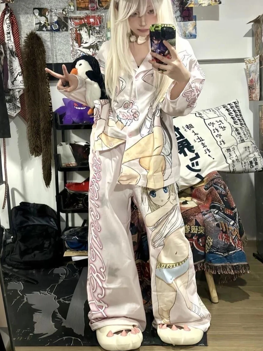 Subculture Gothic Animation Printing Long-sleeved Trousers Punk Pajamas Two-piece Set Comfortable Versatile Casual Loungewear
Subculture Gothic Animation Printing Long-sleeved Trousers Punk Pajamas Two-piece Set Comfortable Versatile Casual Loungewear