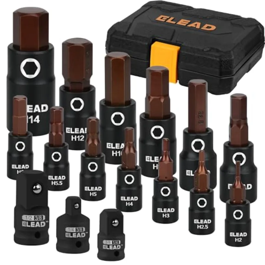 16-Piece Metric Hex Bit Socket Set - Premium S2 Steel 2mm-14mm Allen Socket Set with Socket Adapters 1/4 3/8 and 1/2 Drive Prof
16-Piece Metric Hex Bit Socket Set - Premium S2 Steel 2mm-14mm Allen Socket Set with Socket Adapters 1/4 3/8 and 1/2 Drive Prof
