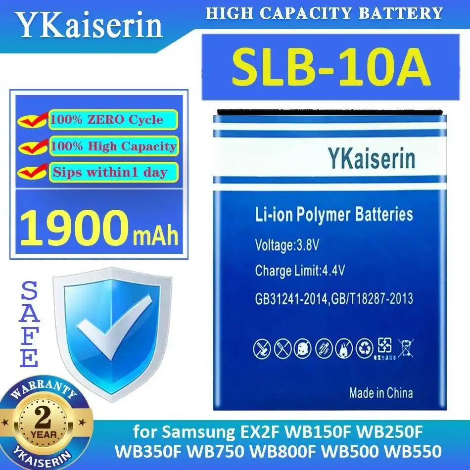 For Samsung EX2F WB150F WB250F WB350F WB750 WB800F WB500 WB550 1900Mah Fast Charging Slb-10A Camera Battery
For Samsung EX2F WB150F WB250F WB350F WB750 WB800F WB500 WB550 1900Mah Fast Charging Slb-10A Camera Battery