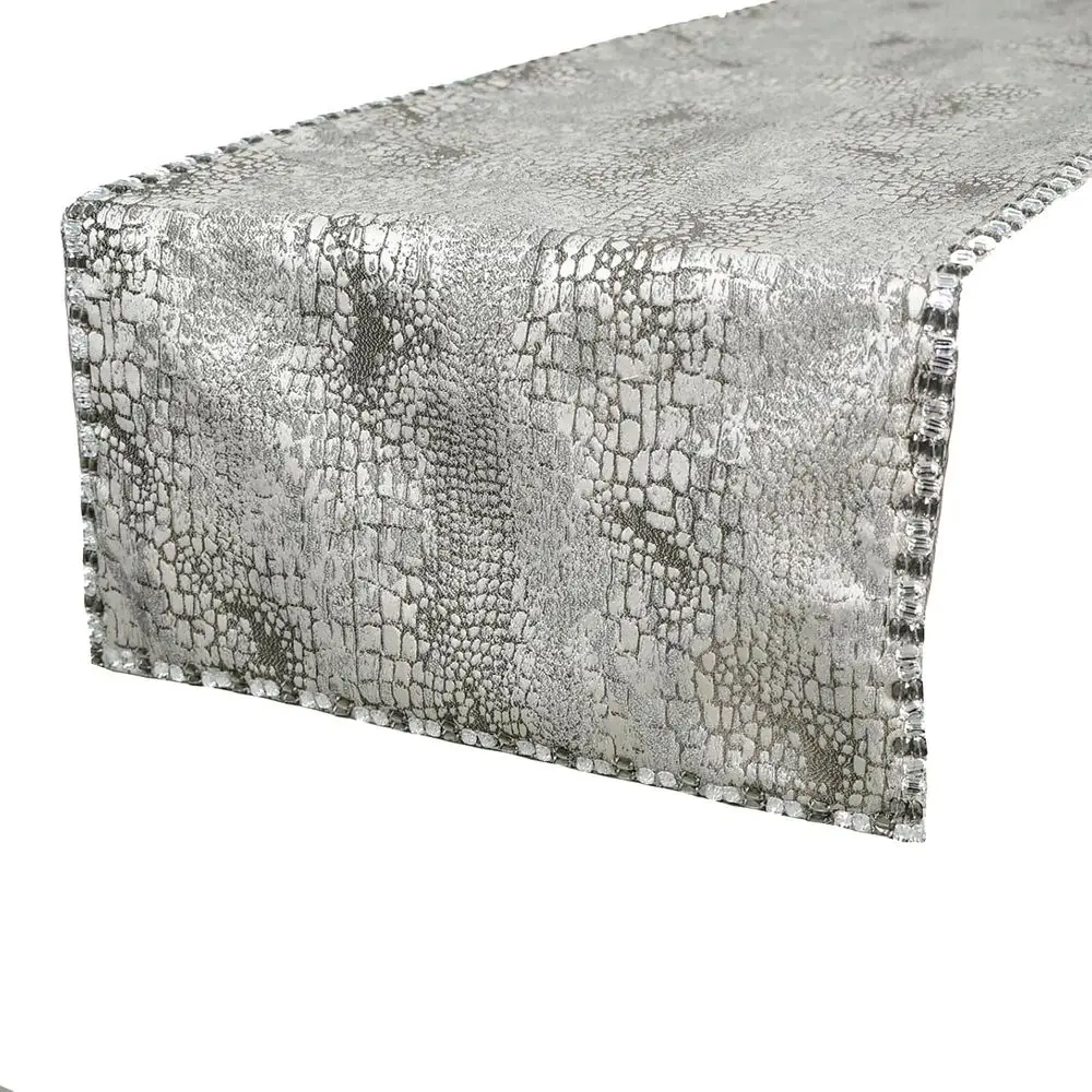 Elegant Silver 8-10 Person Table Runner, 14 x 120, Animal & Crocodile Pattern, Crystal Accents, Faux Leather, Suitable for Dinin
Elegant Silver 8-10 Person Table Runner, 14 x 120, Animal & Crocodile Pattern, Crystal Accents, Faux Leather, Suitable for Dinin