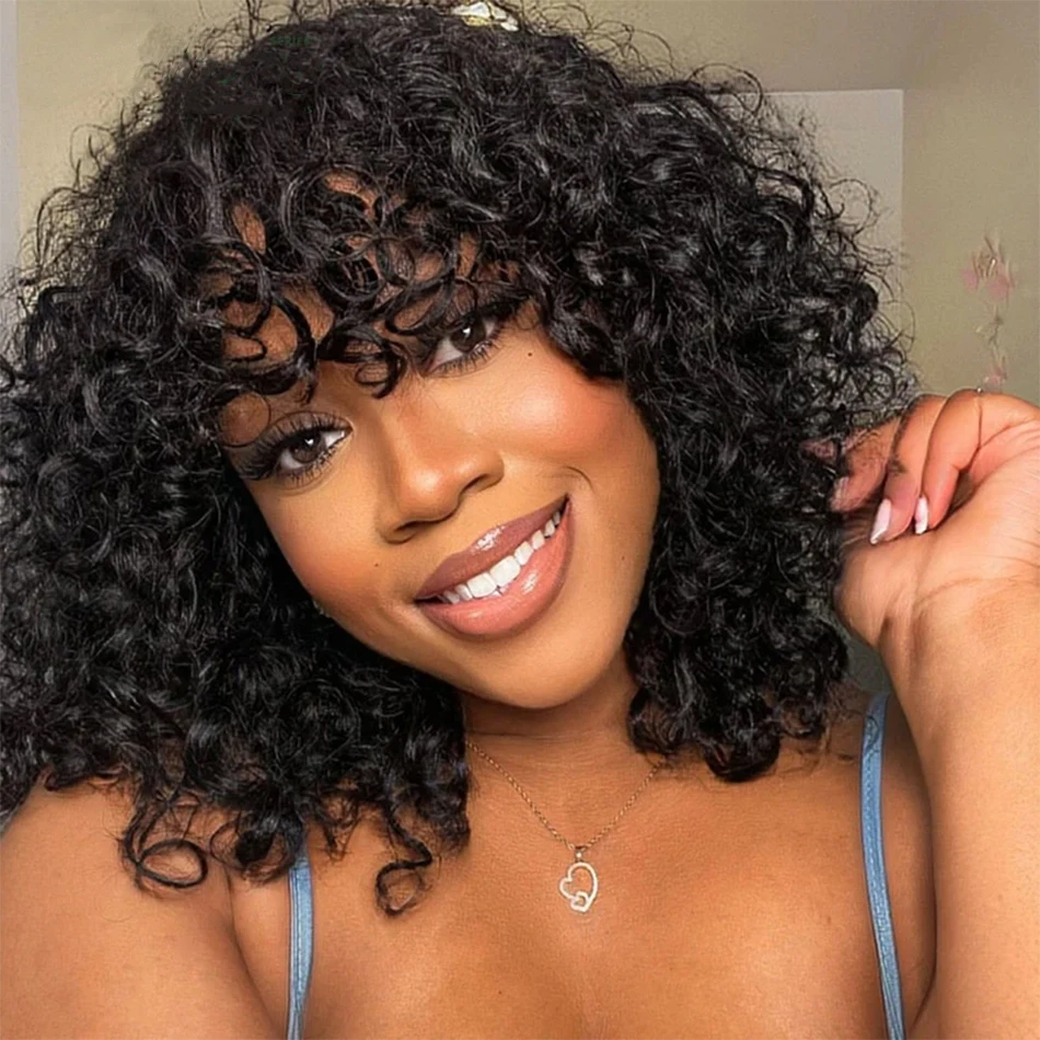 Kinky Curly Short Bob Wig Virgin Human Hair Water Wave Wig With Bangs Full Machine Wig For Black Women PrePlucked With Baby Hair
Kinky Curly Short Bob Wig Virgin Human Hair Water Wave Wig With Bangs Full Machine Wig For Black Women PrePlucked With Baby Hair
